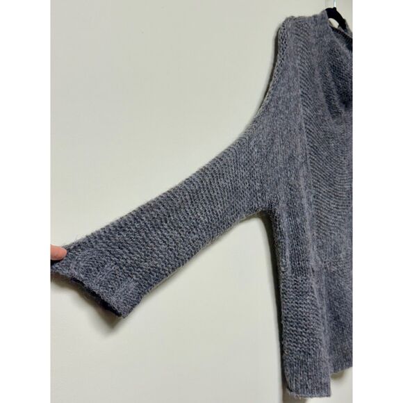 EILEEN FISHER Wool/Alpaca Blend Super Soft Lightweight Gray Funnel Neck Sweater - Picture 3 of 6